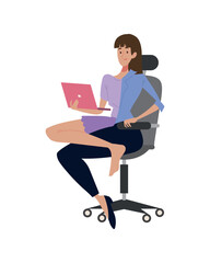 woman character and hybrid work