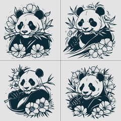 Panda Bear SVG File, Cute Panda Bear svg, Panda Eating Bamboo svg, panda svg, Bear svg, Cute Panda Clipart, Cricut Files