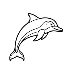 Dolphin line icon silhouette illustration isolated on white background.