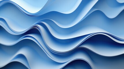 Fototapeta premium Elegant Blue Paper Wave Background: Graceful, Sweeping Arcs with Smooth, Undulating Motion for Abstract Design