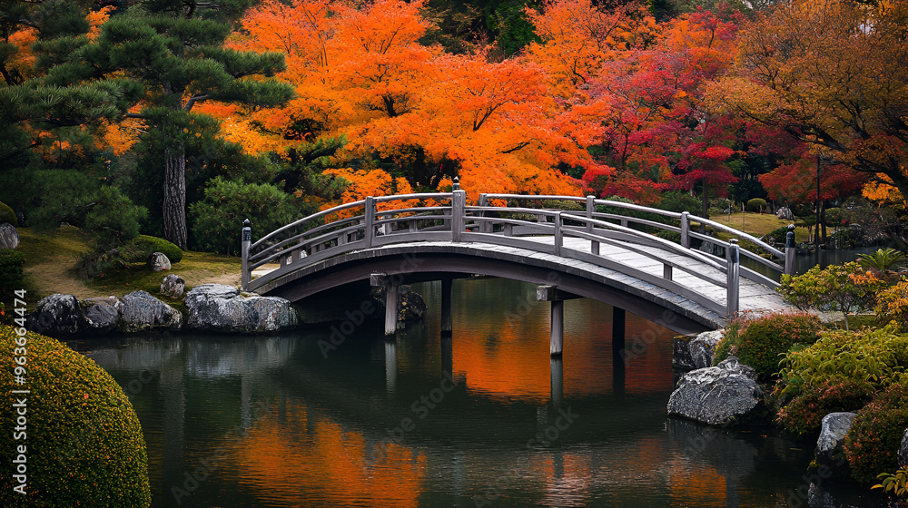 Poster bridge in autumn