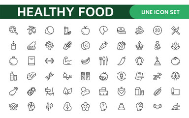Essential Healthy Food & Wellness Icons: Perfect for Nutrition Guides, Diet Plans, Wellness Apps, Fitness Programs, and Holistic Lifestyle Designs