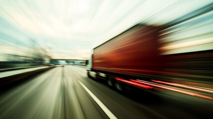 Fototapeta premium Motion of a Truck on the Highway