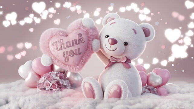 teddy bear with the phrase "thank you"