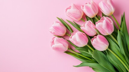 Pink Tulips on Pink Background