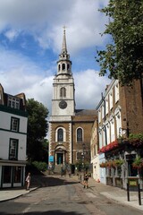 Fototapeta premium Clerkenwell Close, Islington, London, looking towards St James' Church.