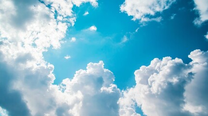 Serene Sky with Fluffy Clouds