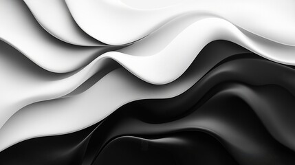 An abstract background featuring flowing geometric shapes in gradients of black and white, ideal for technology-themed presentations