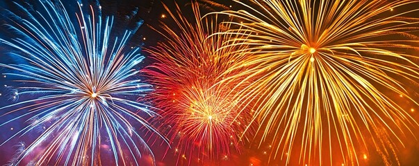 Colorful Fireworks Display in Night Sky