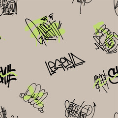 Urban street graffiti art seamless pattern