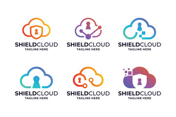 Storage cloud protect logo design collection