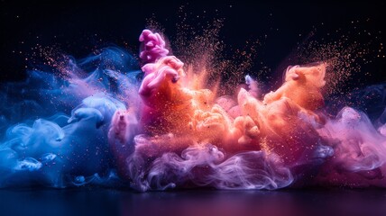 Powder color splash explosion dust. Generative AI