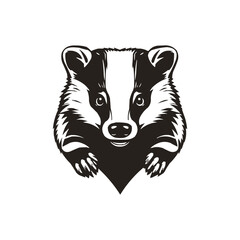 Honey Badger Logo Design Vector editable illustration.  black and white clip art silhouette
