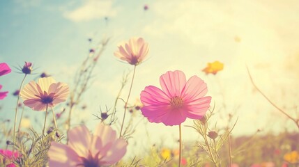 Naklejka premium Vibrant Wildflower Field