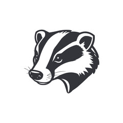 Honey Badger Logo Design Vector editable illustration.  black and white clip art silhouette