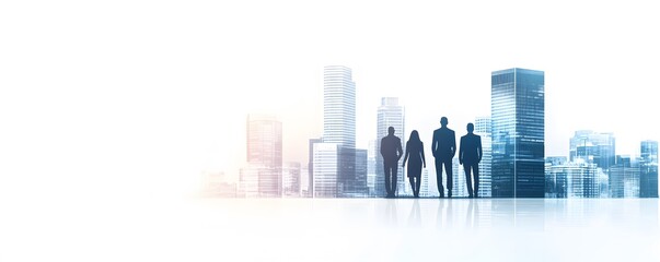 Obraz premium Silhouettes of Business Professionals Against City Skyline