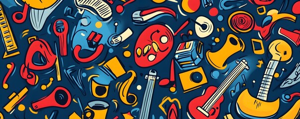 Obraz premium Abstract Colorful Music Instrument Pattern