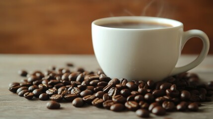 Freshly Brewed Coffee with Beans