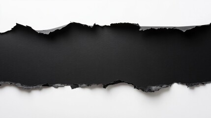 Torn Black Paper on White Background