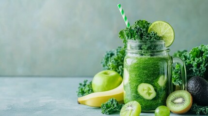 Refreshing Green Smoothie with Fruits and Vegetables