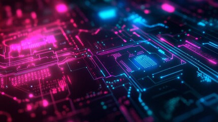 Obraz premium Futuristic Neon Circuit Pattern