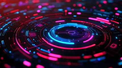 Abstract Neon Lights Circle Tech Background