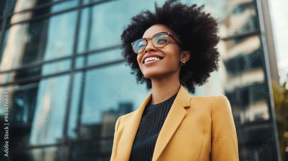 Wall mural confident woman in urban setting