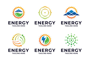 Solar energy logo design collection