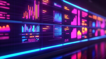Fototapeta premium Futuristic Neon Data Display - Abstract Technology Background