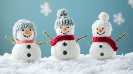Cozy Knit Snowmen in Winter Wonderland