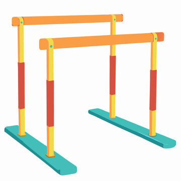 Colorful gymnastic parallel bars equipment on a white background for sports training