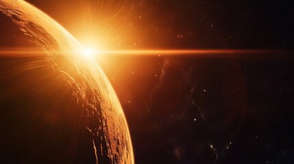 Cosmic Sunrise Over Planet