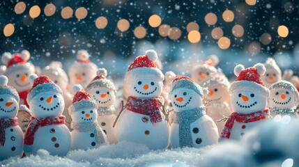 Cheerful Snowmen in Winter Wonderland