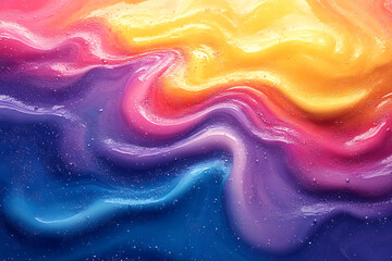 Obraz premium 3D rendering of exquisite liquid multi-colored paints swirling in water, creating a vibrant, dynamic background with fluid, artistic motion. 