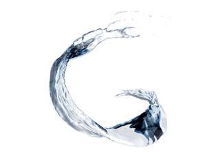 Splashing water flows in a spiral. Twisted water splash.