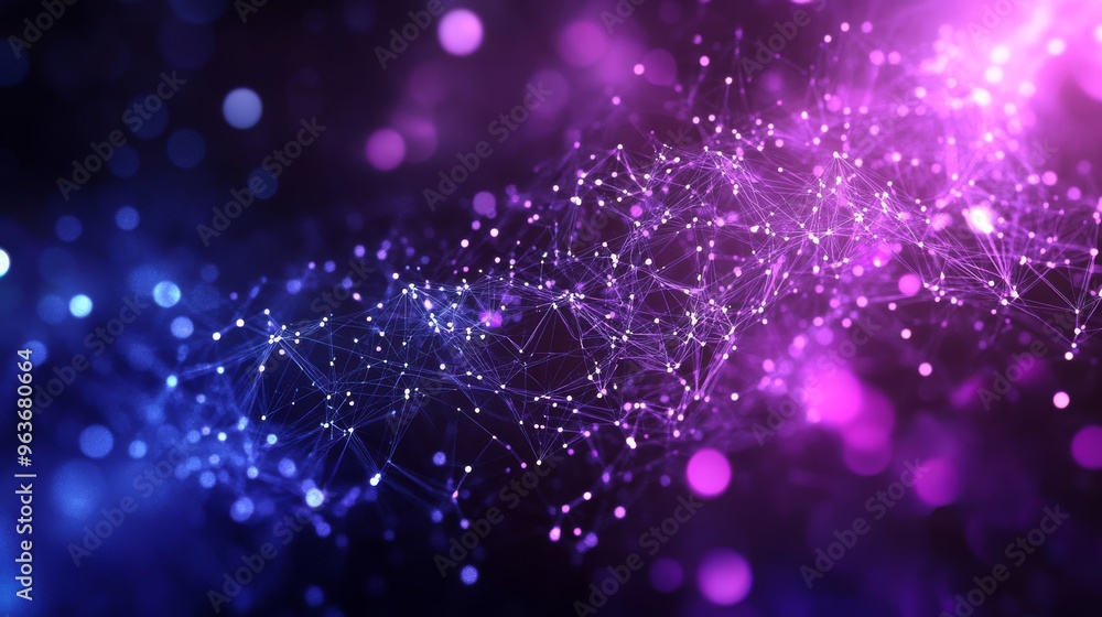 Poster this striking modern abstract digital background showcases a cosmic network of glowing points and po