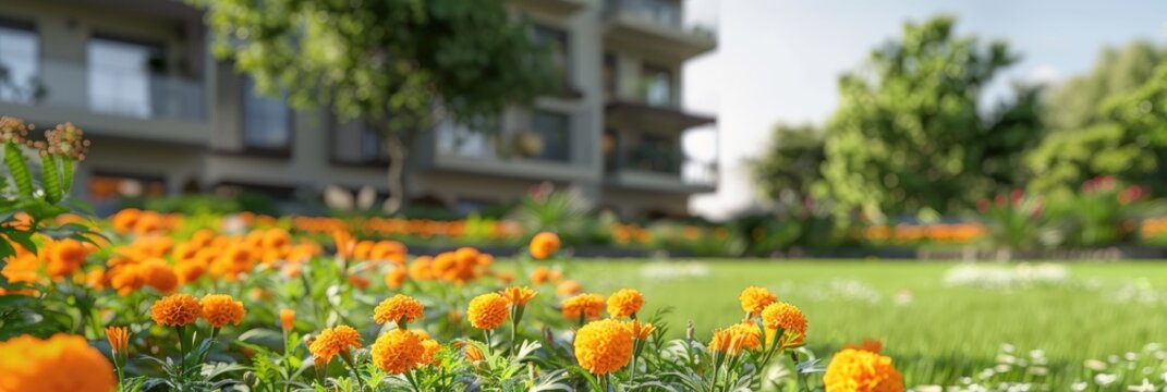 Blooming Tagetes patula Flowers