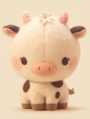 かわいいフェルト風のウシ