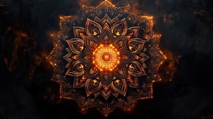 Vibrant mandala art with intricate symmetrical patterns and decorative elements wallpaper