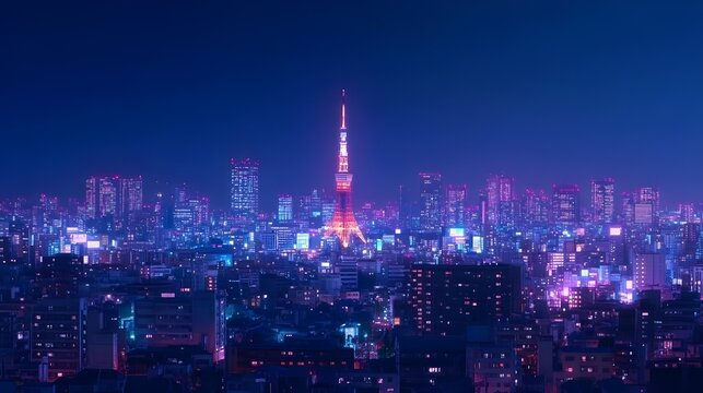 Anime Cityscape at Night.