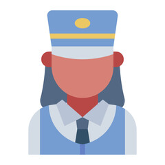 Female train conductor avatar representing a uniformed railway staff member.