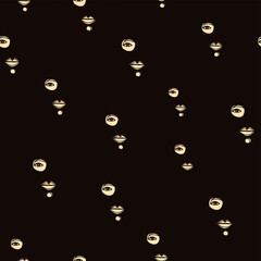 Woman face Continuous line seamless pattern. Abstract Female portrait with flowers. Drawing vector Wallpaper, fabric, wrapping paper, card, poster