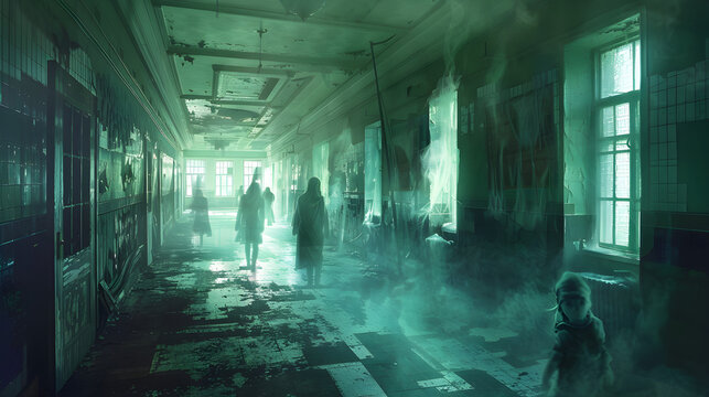 Spectral children haunt an eerie school, playing in empty classrooms and echoing hallways at night.