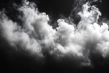 Obraz premium Thick, dark smoke swirling against a black background, creating an ominous and mysterious atmosphere, perfect for dramatic and intense visuals. 