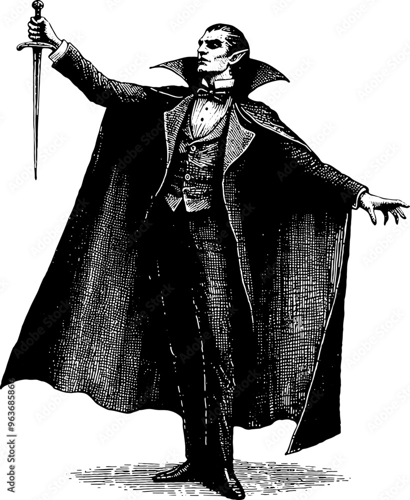 Wall mural vampire or dracula with a sword