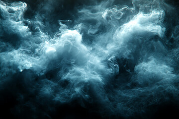Thick, dark smoke swirling against a black background, creating an ominous and mysterious atmosphere, perfect for dramatic and intense visuals.
