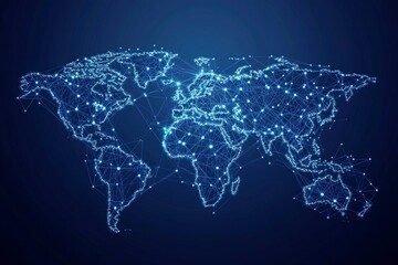 Global network connection. World map point and line composition concept of global business. Vector Illustration.generative ai