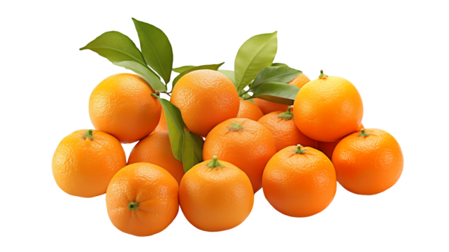 tangerines with leaves isolated PNG collection. PNG image. PNG files