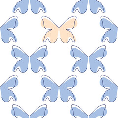 Line art butterfly illustrations Minimalist trendy abstract seamless pattern. Modern vector template for design.