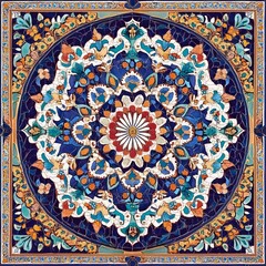 Fototapeta premium Intricate Persian-Style Tile with Rich Patterns and Jewel Tones in 2:3 Ratio